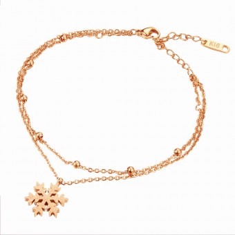 Fashion Snow Flakes Pendant Design Rose Gold Plated Anklet