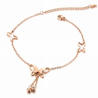 Rose Gold Plated Butterfly Charm Anklet