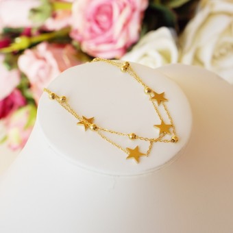 Starry Beaded Gold Plated  Anklet