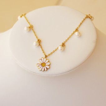 Sunflower Beads Gold Plated Anklet