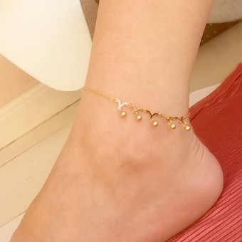Gold Plated V-Shaped Charm Anklet