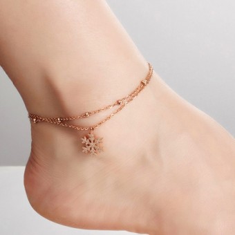 Fashion Snow Flakes Pendant Design Rose Gold Plated Anklet