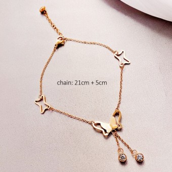 Rose Gold Plated Butterfly Charm Anklet