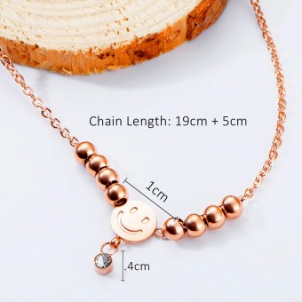 Charming Smiley Pendant Rose Gold Plated Anklet