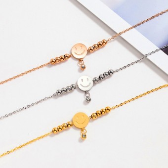 Charming Smiley Pendant Rose Gold Plated Anklet