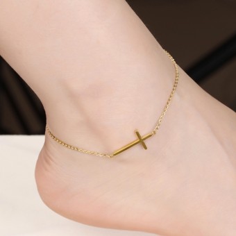 Cross Symbol Fashion Gold Plated Anklet Bracelet