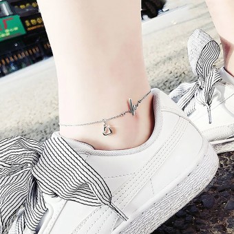 Lovely Heartbeat Silver Plated Anklet Bracelet