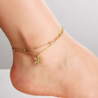 Fashion Snow Flakes Pendant Gold Plated Anklet Bracelet