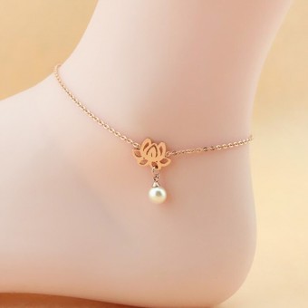 Dashing Pearl Pendant Rose Gold Anklet Bracelet