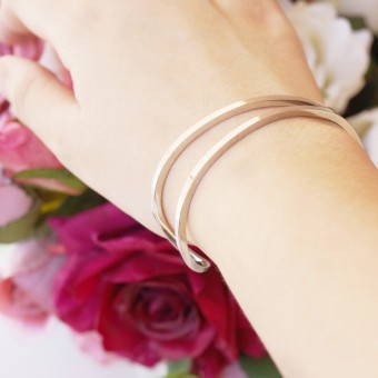 Sterling Open Cuff Rose Gold Plated Bangle