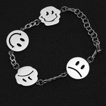 Emoticon  Inspired Silver Plated Bracelet