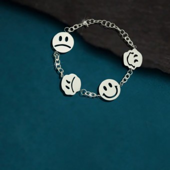 Emoticon  Inspired Silver Plated Bracelet