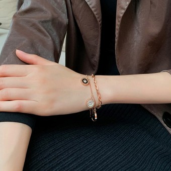 Tangled Chain Double Layered Rose Gold Plated Bracelet