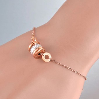 Preppy Bold White Barrel Rose Gold Plated Bracelet