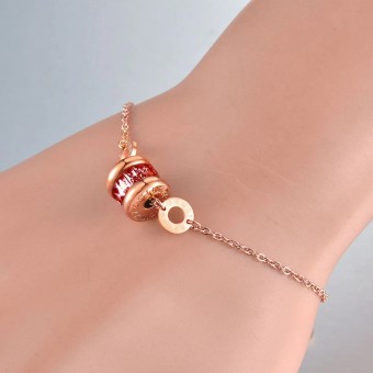 Preppy Bold Red Barrel Rose Gold Plated Bracelet