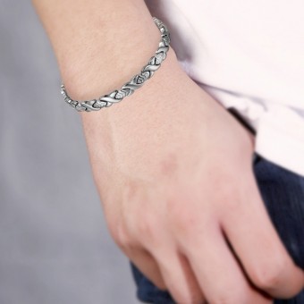 Thick Leafy Chain Design Silver Plated Bracelet (UNISEX)