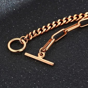 Queen Elizabeth Curb Chain Rose Gold Plated Bracelet