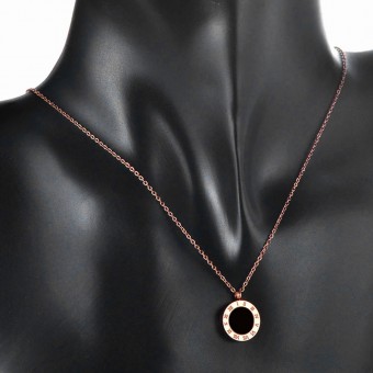 Fashionsble Set Stud Earrings and Necklace Rose Gold Plated