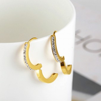 Confined Huggies Style Gold Plated Earrings