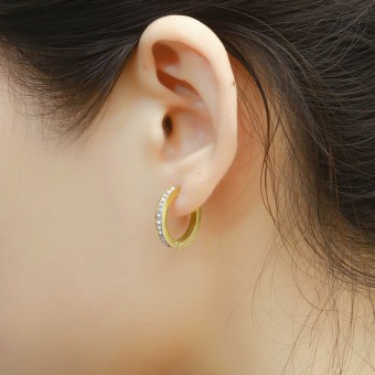 Confined Huggies Style Gold Plated Earrings