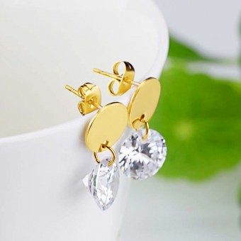 Dangling  Diamond Design  Gold Plated Earrings