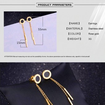 Long Drop Numeral Design  Gold Plated Earrings