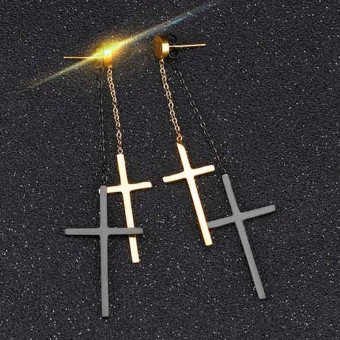 Shadow Cross Design Gold Plated Earrings