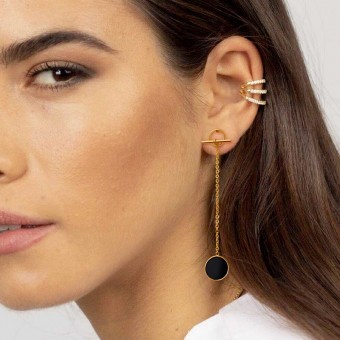 Long Simple Drop Gold Plated Earrings