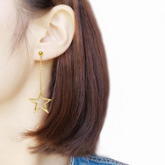 Symbolic Star Drop Gold Plated Earrings