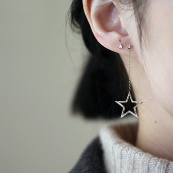 Symbolic Star Drop Silver Plated Earrings