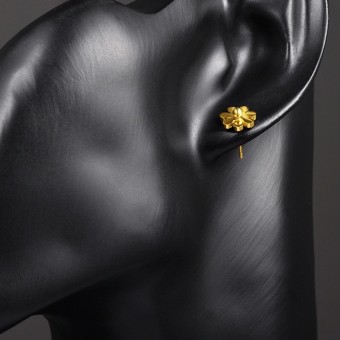 Plain Stud Sunflower Petal Gold Plated Earrings