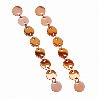 Fine Dangling Drop Circle Rose Gold Plated Earrings