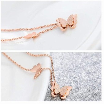 Eye-Catchy Butterfly Design Rose Gold Plated Necklace