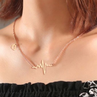 Heartbeat Design Pendant Rose Gold Plated Necklace