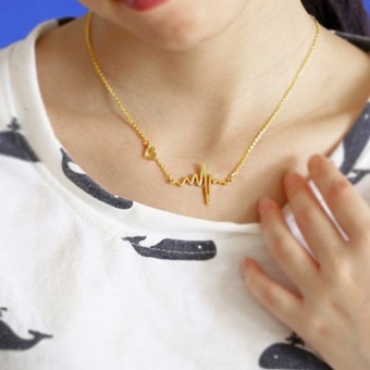 Heartbeat Design Pendant Gold Plated Necklace