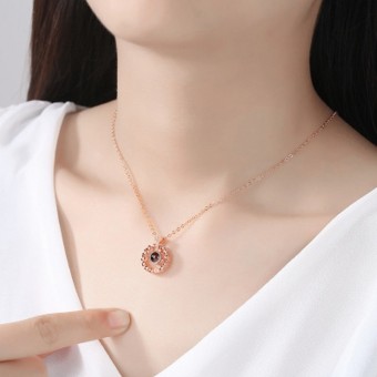 Heart Statement Projection Pendant Rose Gold Plated Necklace