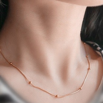 Simple Design Beaded Chain Rose Gold Plated Necklace