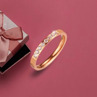 Rose Gold Plated Dainty Crystal Ring