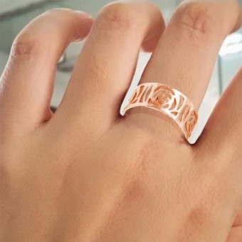 Rose Gold Plated Complex Statement Ring Band