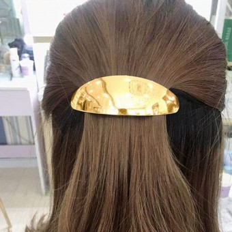 Golden Metal Plain Oblong Design Hair Clips
